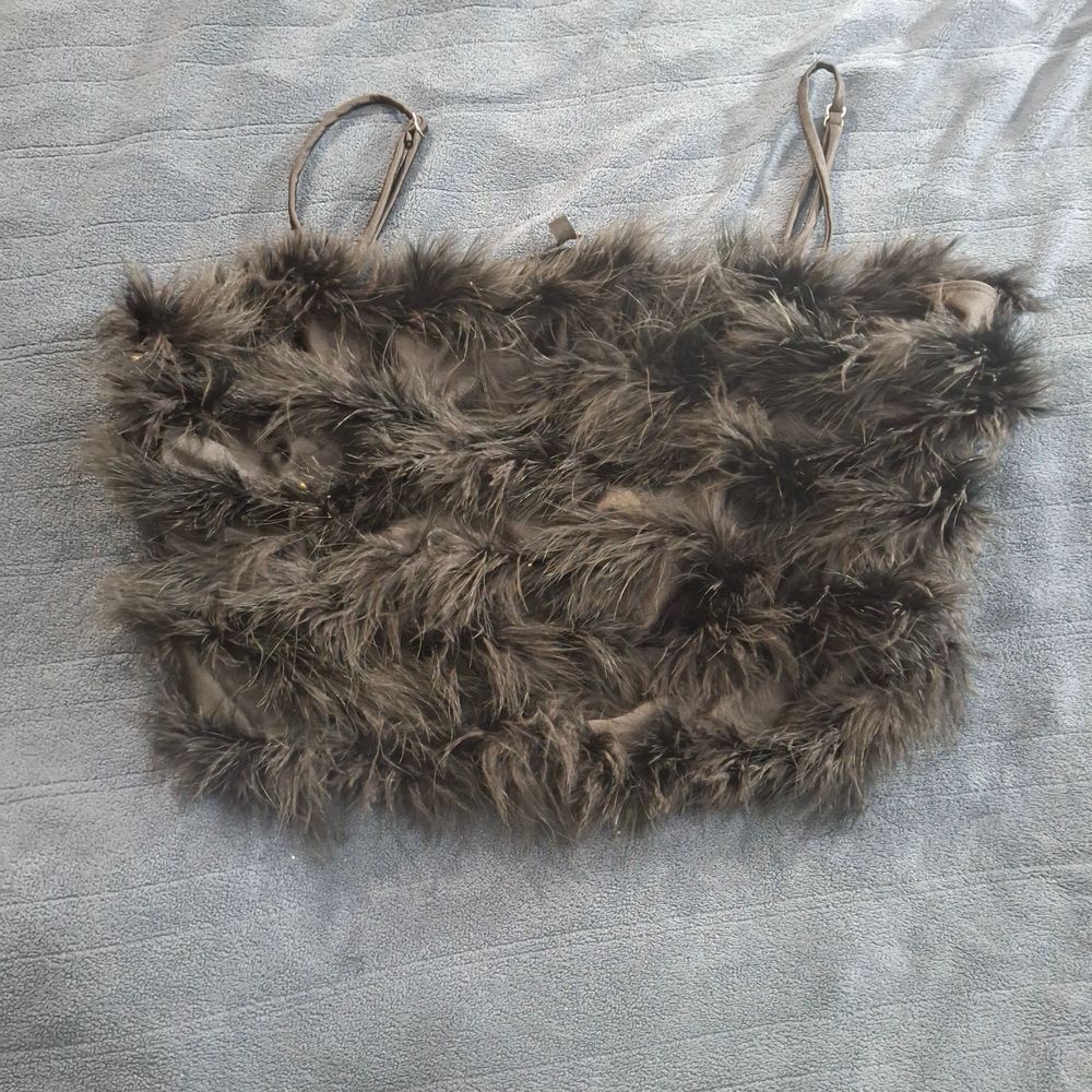 Faux Fur Black Crop Top